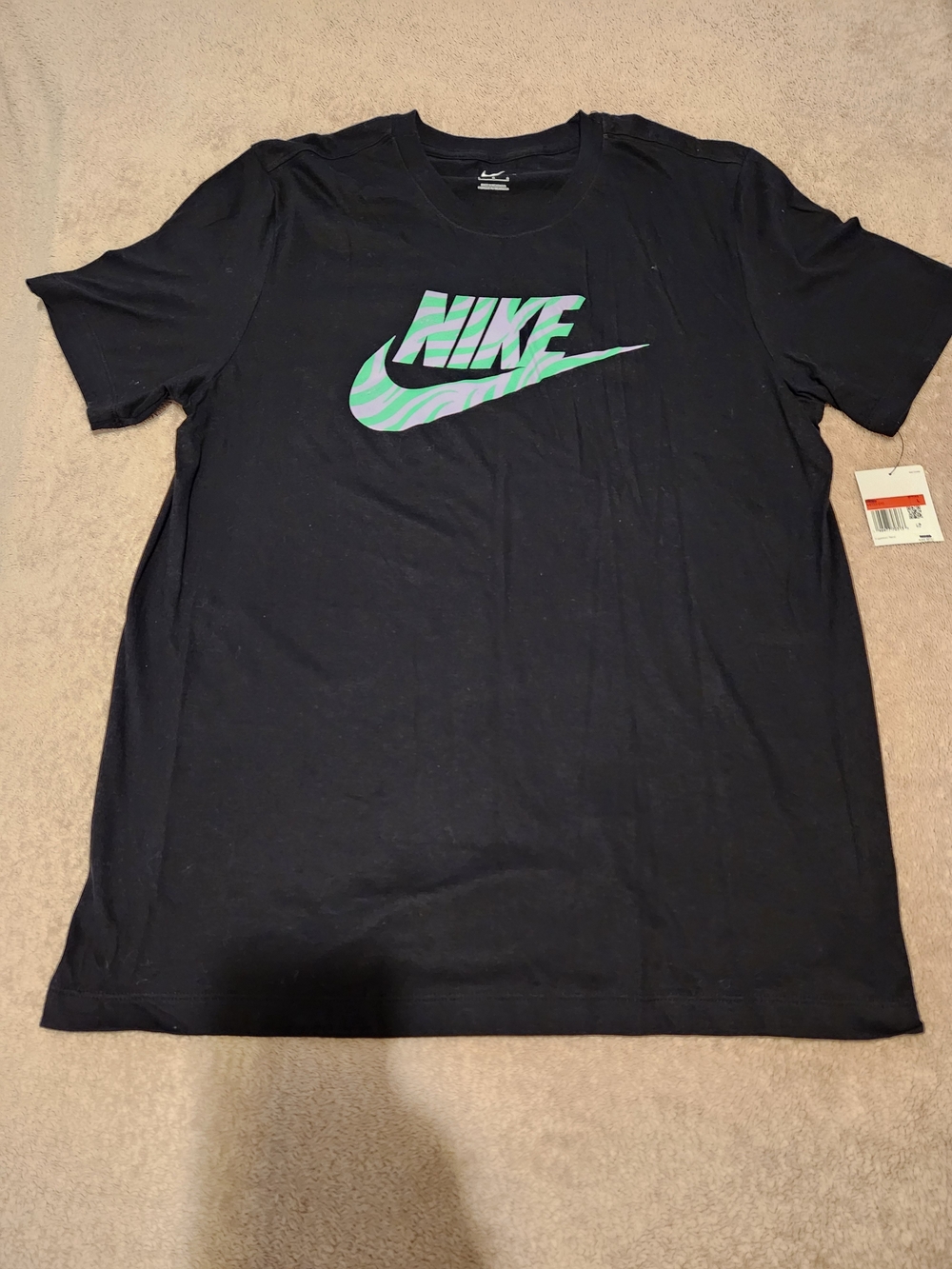 Nike Black Short-Sleeve Tee with Mint Green Logo